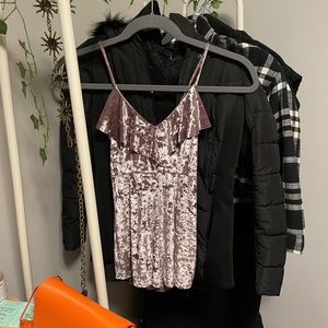 Pink Velvet Mini Romper (Size: Small)